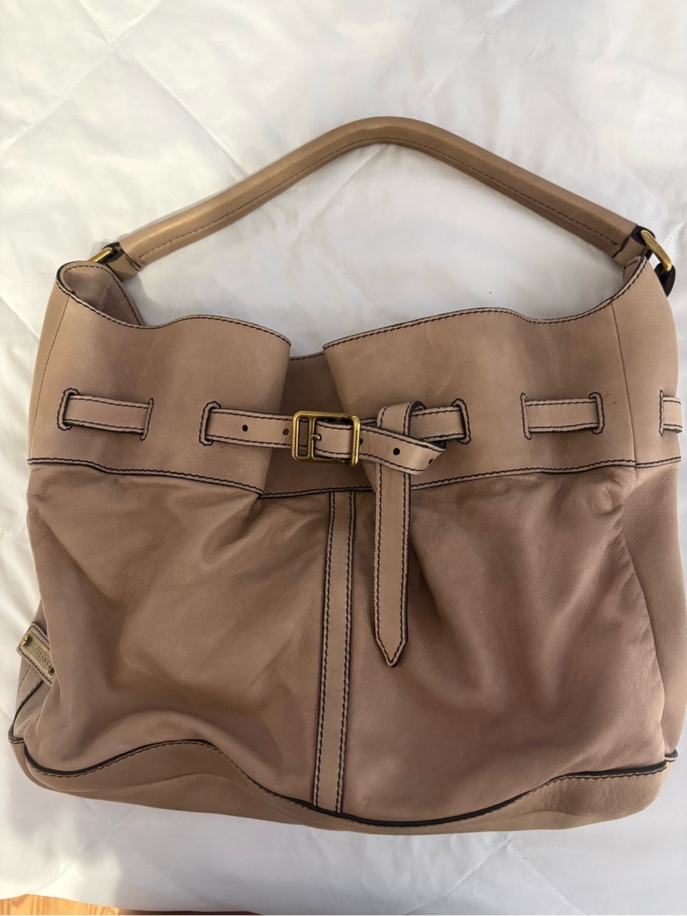 Authentic Vintage Burberry Enmore Leather Hobo Shoulder Bag